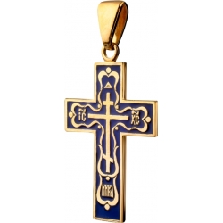 Крест серебряный с синей эмалью