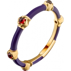 Кольцо с альмандинами и фиолетовой эмалью