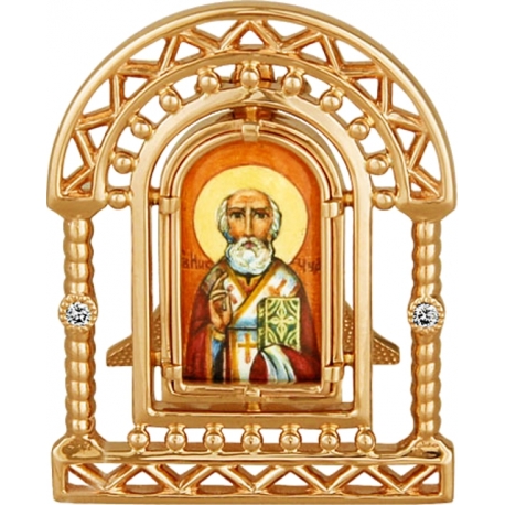 Икона "Святитель Николай Чудотворец" с бриллиантами