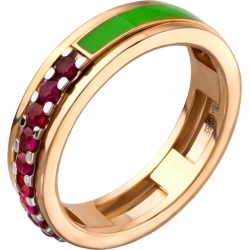 Кольцо с эмалью, рубинами и бриллиантами