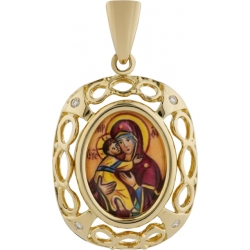 Подвеска-образ "Владимирская икона Божьей Матери" с бриллиантами