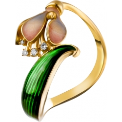 Кольцо с эмалью и бриллиантами