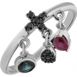 Кольцо с рубином, сапфиром и бриллиантами