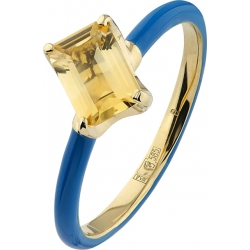 Кольцо с синей эмалью и цитрином