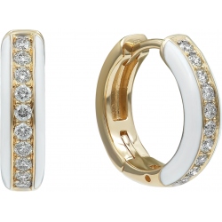 Серьги из красного золота с белой эмалью и бриллиантами