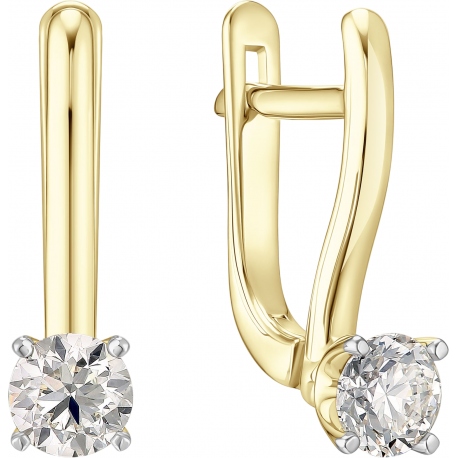 Серьги из красного золота с бриллиантом