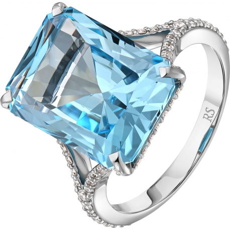 Кольцо из белого золота с топазом и бриллиантами
