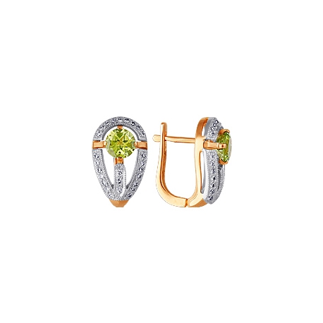 Серьги с хризолитом и бриллиантами
