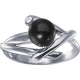 Кольцо с черным жемчугом и бриллиантом