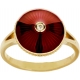 Кольцо с бриллиантом и красной эмалью