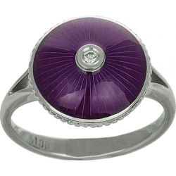 Кольцо с бриллиантом и фиолетовой эмалью