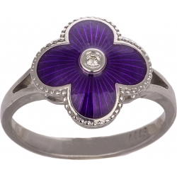 Кольцо с бриллиантом и фиолетовой эмалью