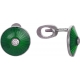 Серьги пусеты (гвоздики) с бриллиантом и зеленой эмалью