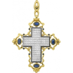 Крест с сапфирами и бриллиантами в невидимой закрепке "Invisible"