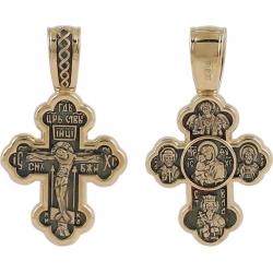 Крест золотой "Распятие" "Донская икона Божией Матери"