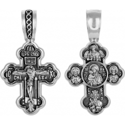 Крест серебряный "Распятие" "Донская икона Божией Матери"