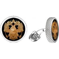 Запонки с эмалью и гербом России