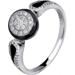 Кольцо с бриллиантами и черной эмалью