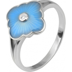 Кольцо с голубой эмалью и бриллиантом