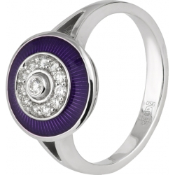 Кольцо с фиолетовой эмалью и бриллиантами